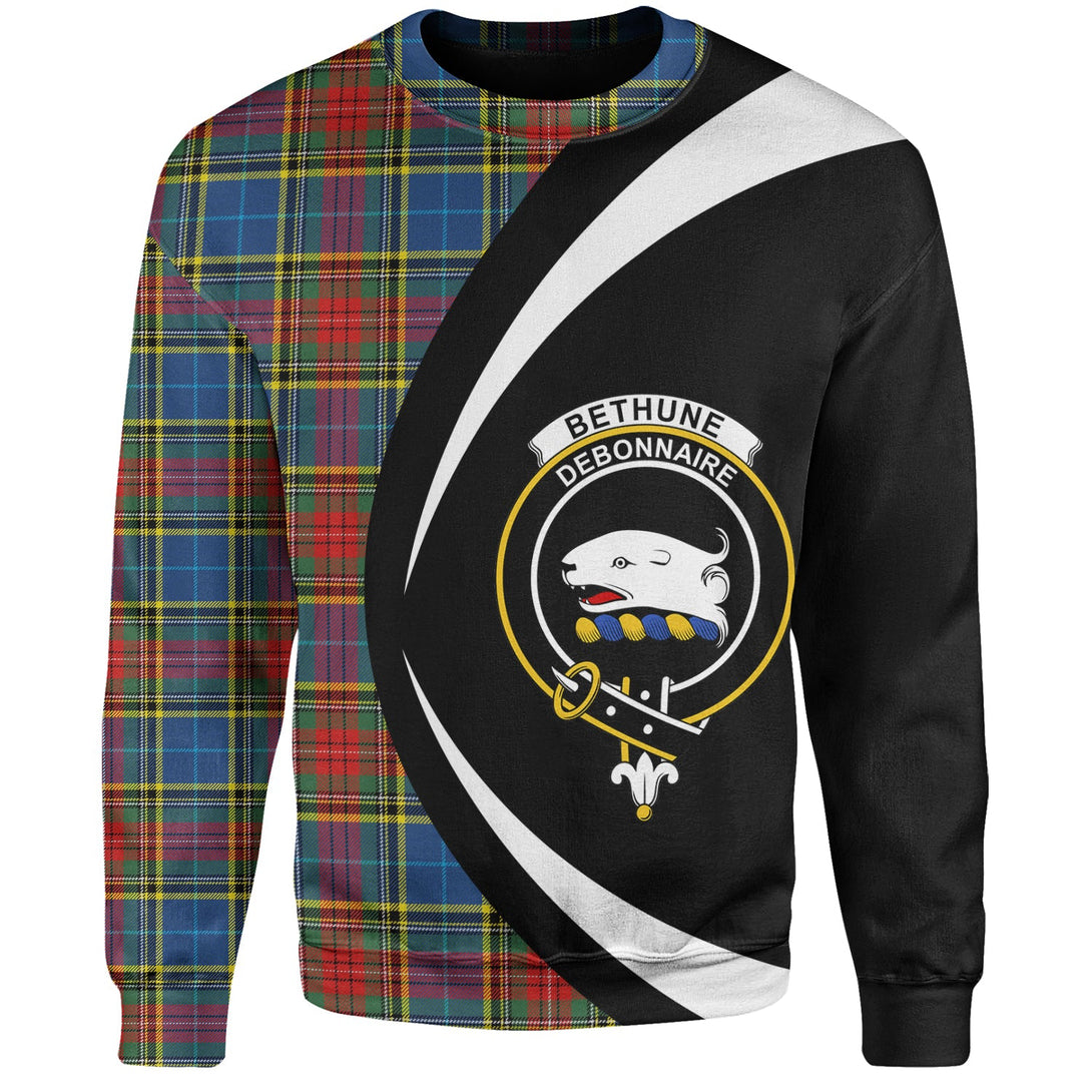 Bethune Modern Clan Badge Tartan Sweatshirt Circle Style Personalized