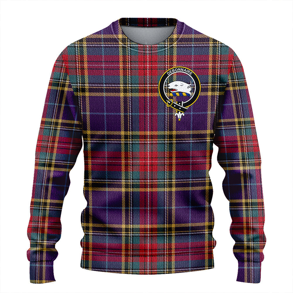 Bethune Weathered Clan Badge Tartan Knitted Sweater