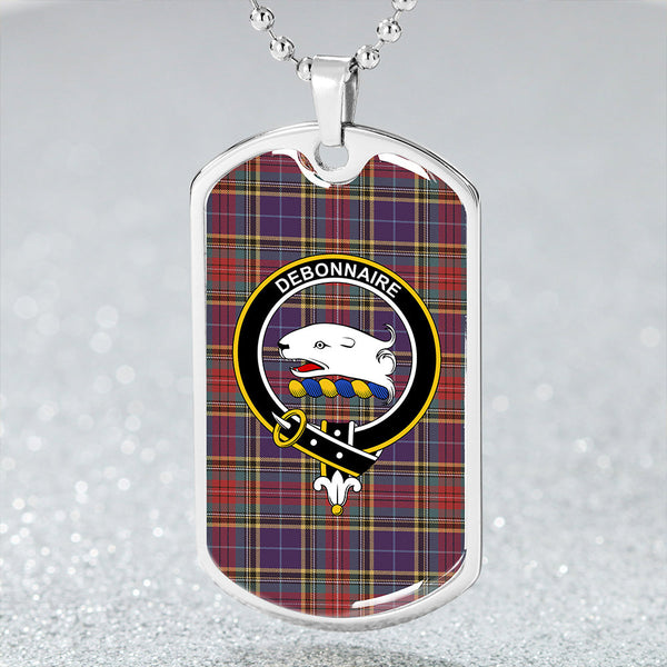 Bethune Weathered Clan Badge Classic Tartan Dog Tag Necklace