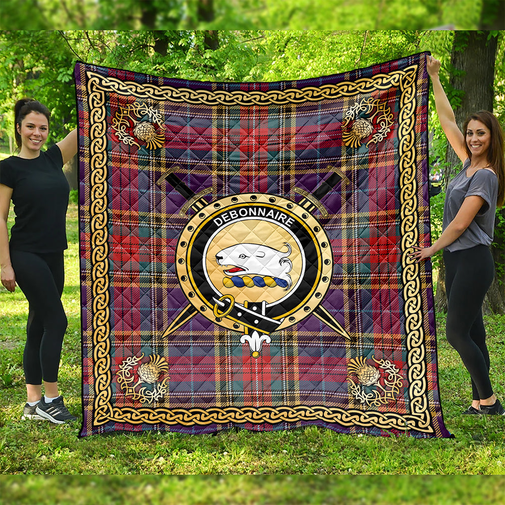 Bethune Weathered Clan Badge Tartan Premium Quilt Celtic Shield