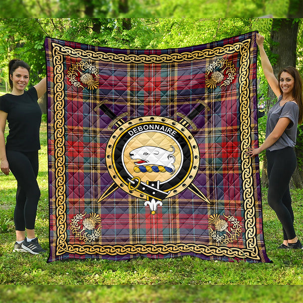 Bethune Weathered Clan Badge Tartan Premium Quilt Celtic Shield