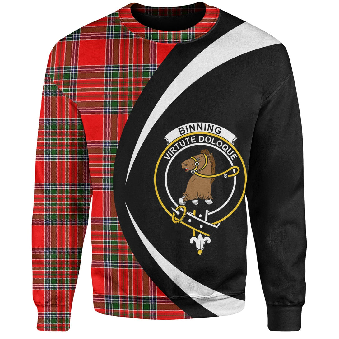 Binning Clan Badge Tartan Sweatshirt Circle Style Personalized