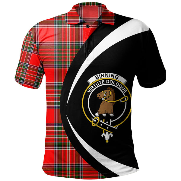 Binning Clan Badge Tartan Polo Shirt Circle Style Personalized