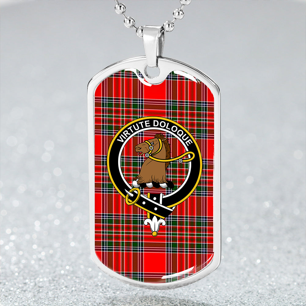 Binning Clan Badge Classic Tartan Dog Tag Necklace