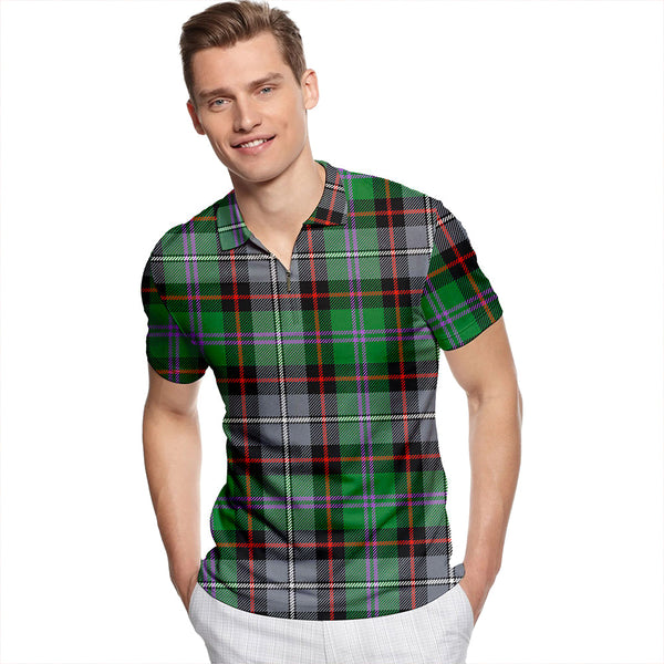 Birch Ancient Tartan Classic Lapel Zip Short Sleeve Polo