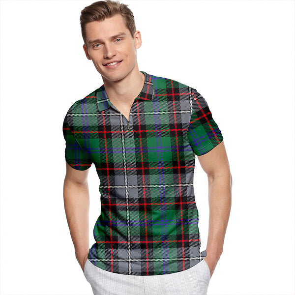 Birch Modern Tartan Classic Lapel Zip Short Sleeve Polo