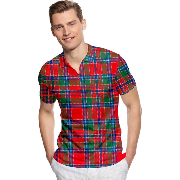 Birral Modern Tartan Classic Lapel Zip Short Sleeve Polo