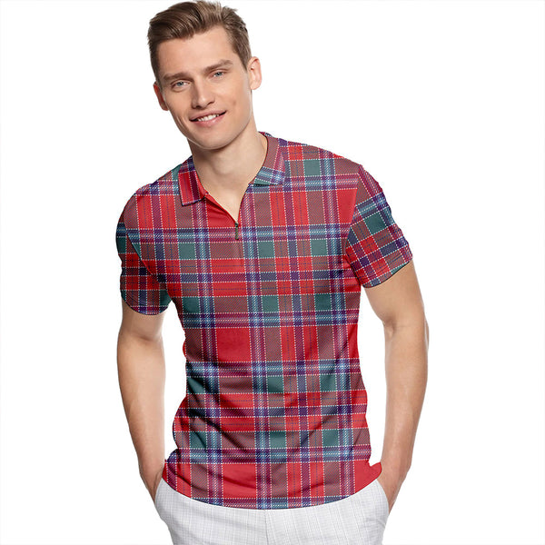 Birral Weathered Tartan Classic Lapel Zip Short Sleeve Polo