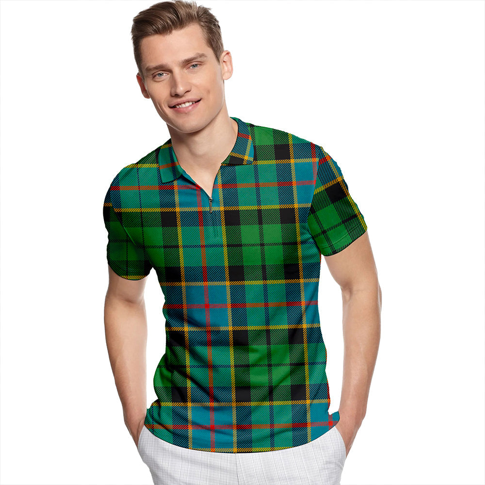 Birse Ancient Tartan Classic Lapel Zip Short Sleeve Polo