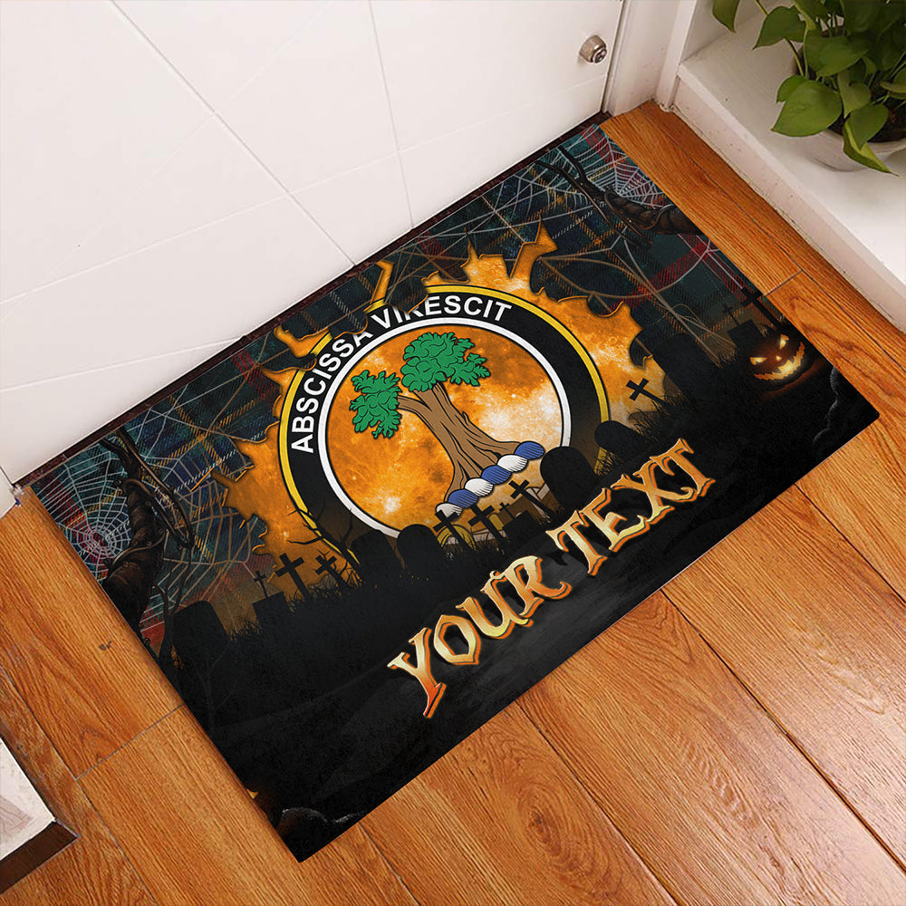 Bisset Modern Clan Badge Tartan Personalize Doormat Happy Halloween Style