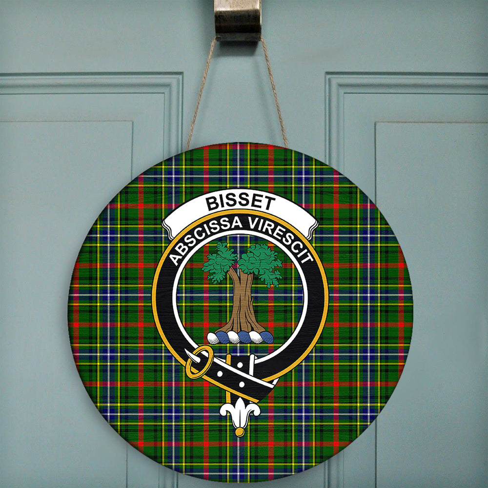 Bisset Tartan Classic Crest Round Wooden Sign