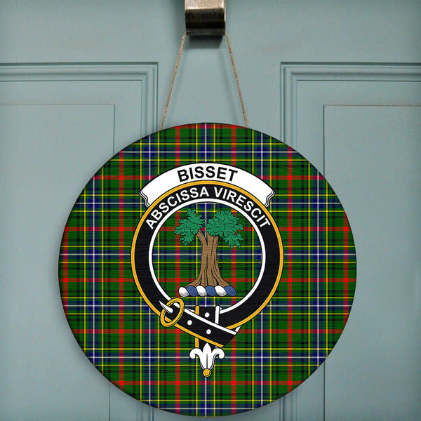 Bisset Tartan Classic Crest Round Wooden Sign