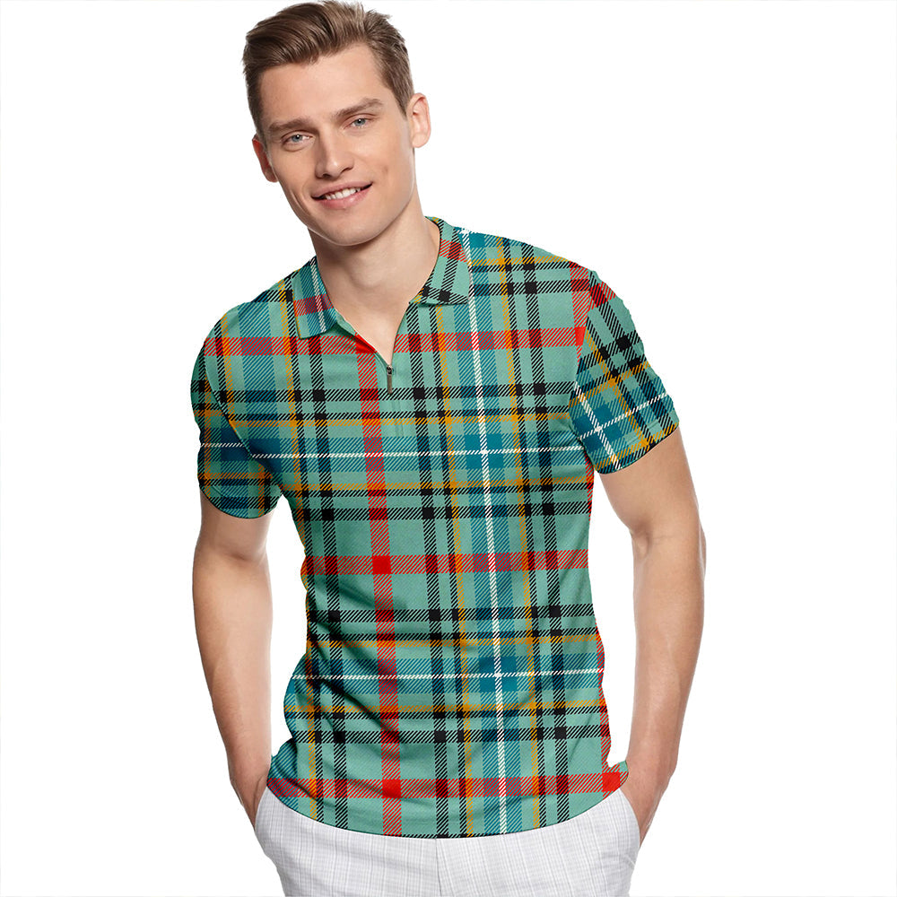 Bisset Ancient Tartan Classic Lapel Zip Short Sleeve Polo