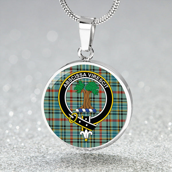 Bisset Ancient Clan Badge Tartan Classic Circle Necklace