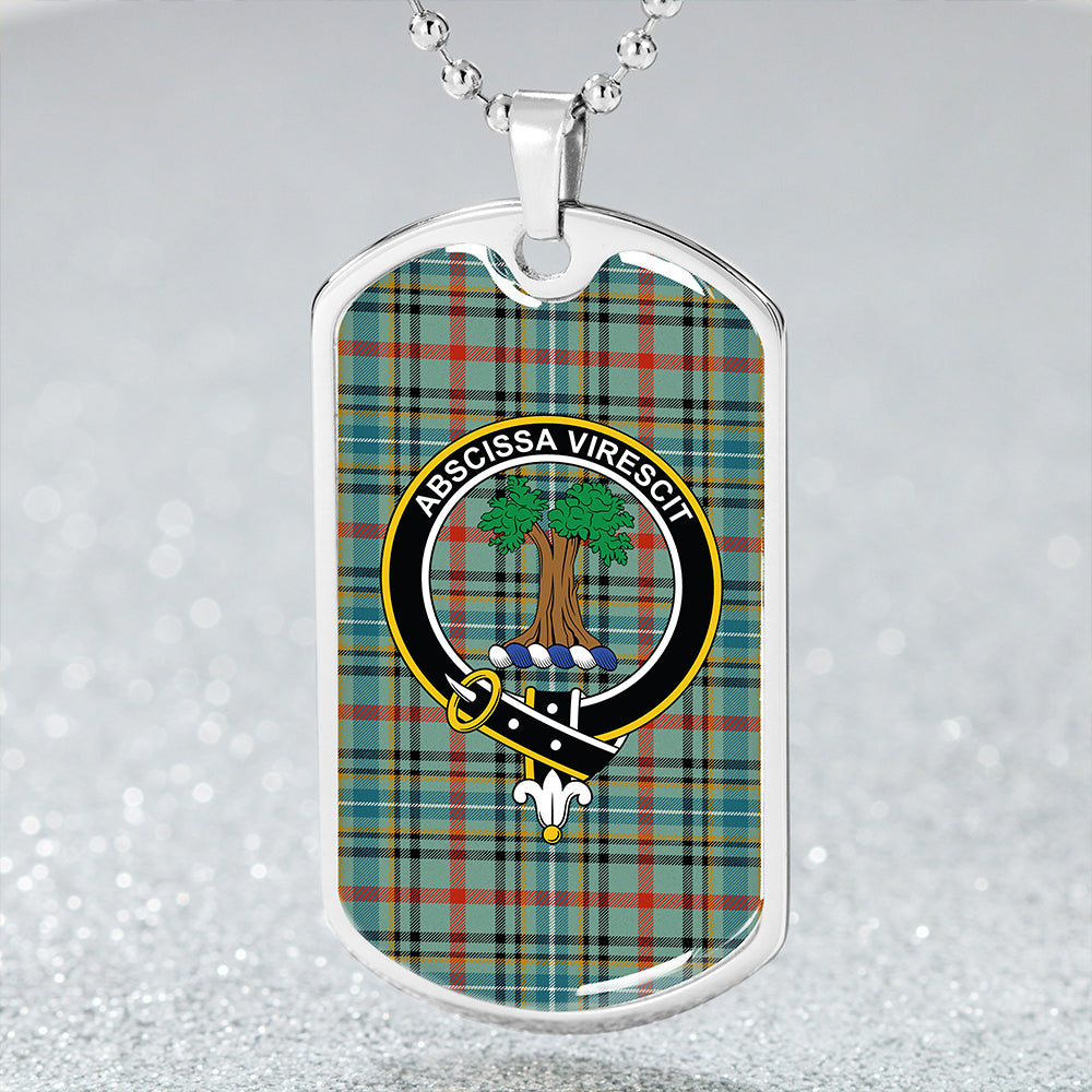 Bisset Ancient Clan Badge Classic Tartan Dog Tag Necklace