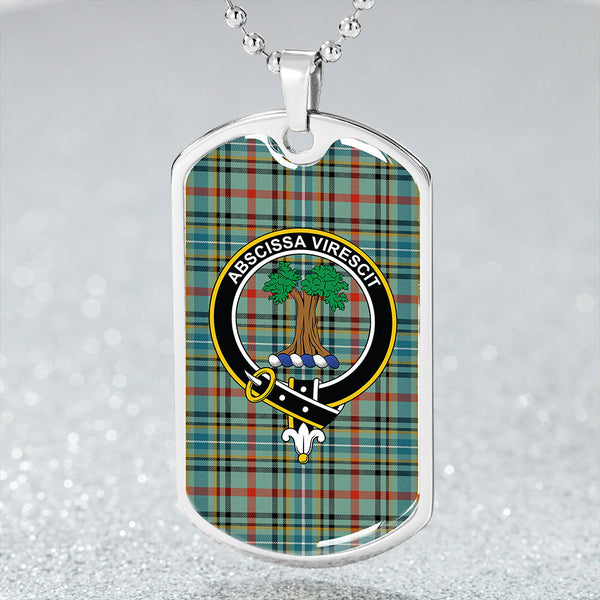 Bisset Ancient Clan Badge Classic Tartan Dog Tag Necklace