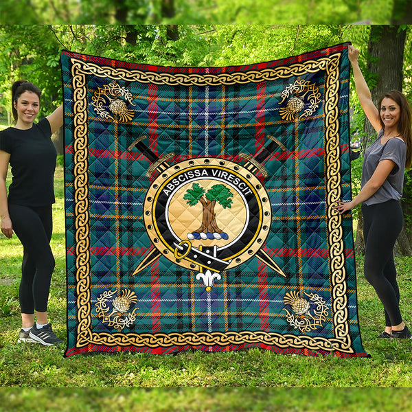 Bisset Modern Clan Badge Tartan Premium Quilt Celtic Shield