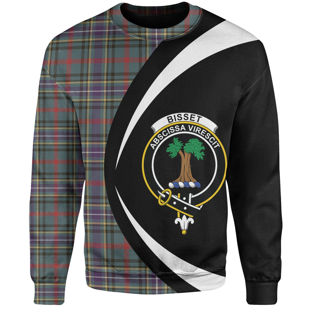 Bisset Weathered Clan Badge Tartan Sweatshirt Circle Style Personalized