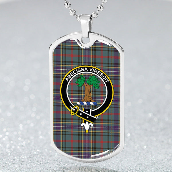 Bisset Weathered Clan Badge Classic Tartan Dog Tag Necklace