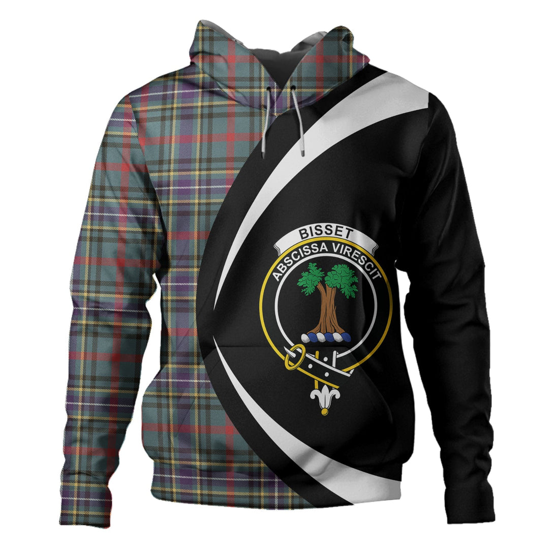 Bisset Weathered Clan Badge Tartan Hoodie Circle Style