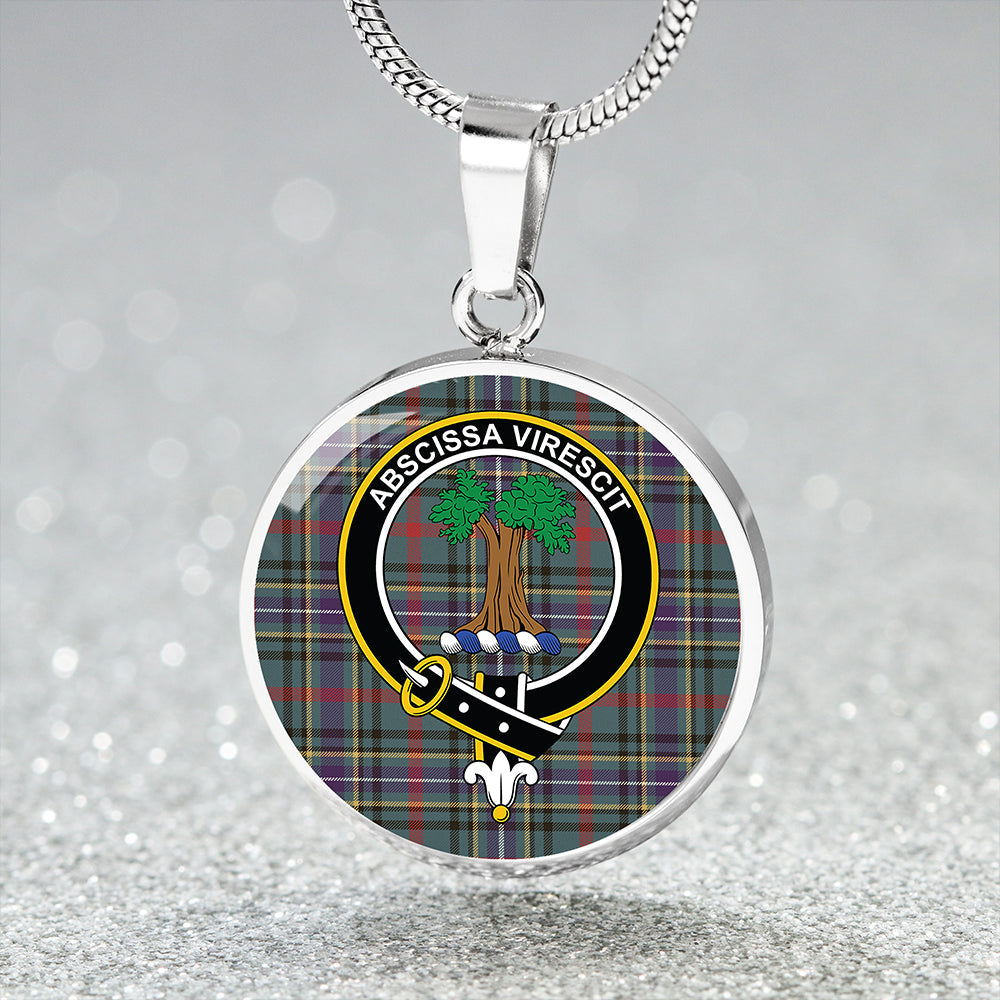 Bisset Weathered Clan Badge Tartan Classic Circle Necklace