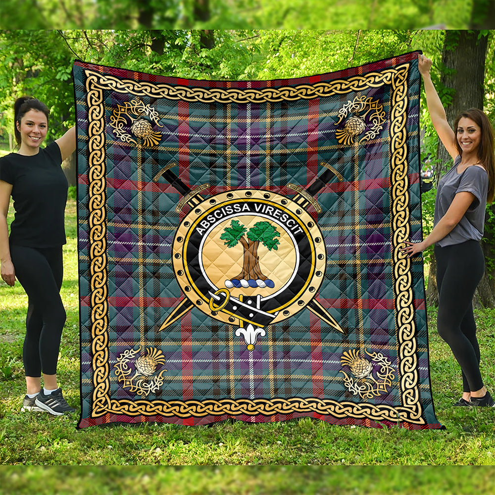 Bisset Weathered Clan Badge Tartan Premium Quilt Celtic Shield