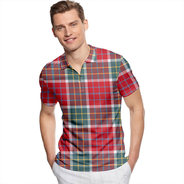 Blackie Weathered Tartan Classic Lapel Zip Short Sleeve Polo