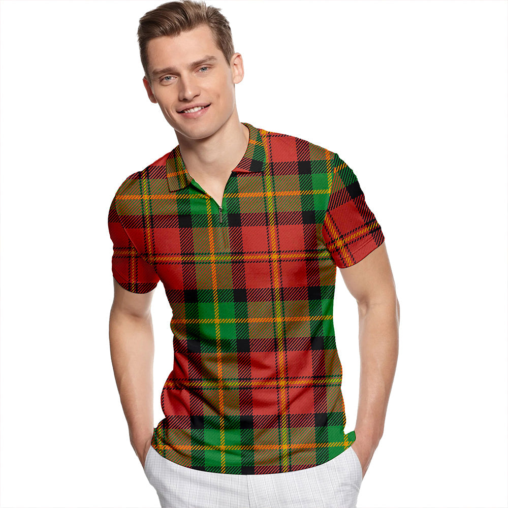 Blackstock Dress Ancient Tartan Classic Lapel Zip Short Sleeve Polo