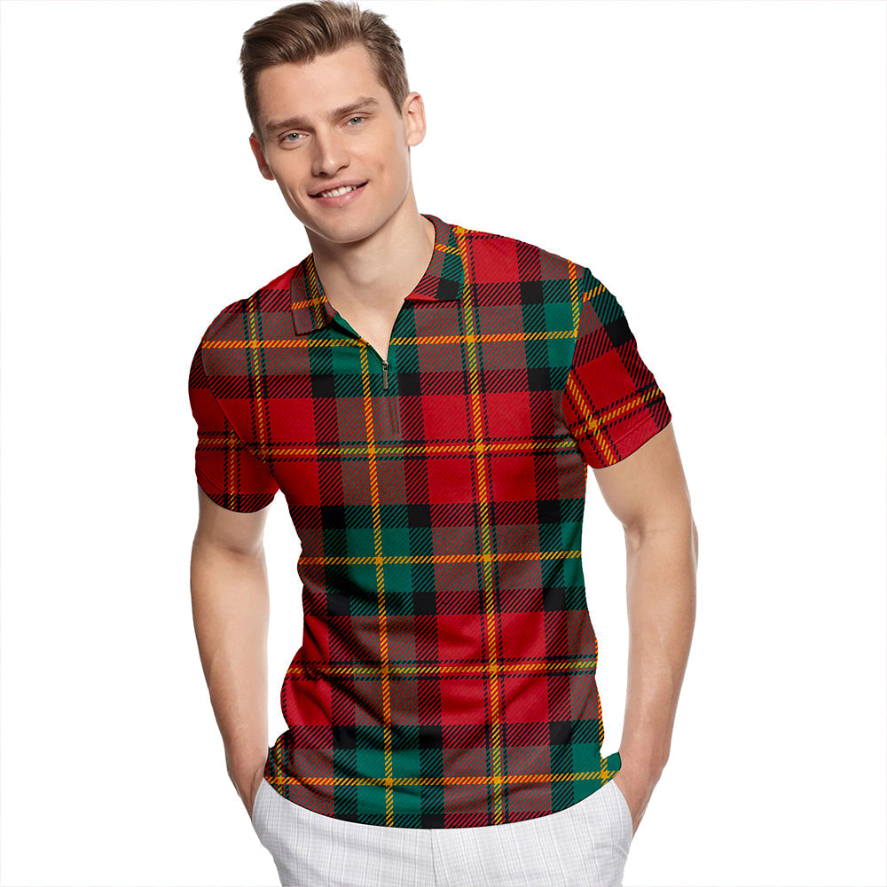 Blackstock Dress Modern Tartan Classic Lapel Zip Short Sleeve Polo