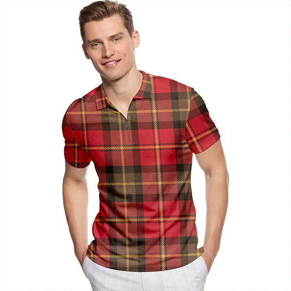 Blackstock Dress Weathered Tartan Classic Lapel Zip Short Sleeve Polo