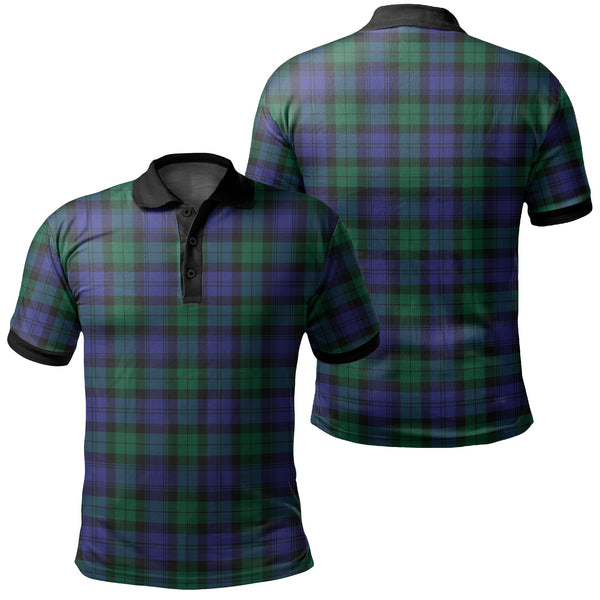 Blackwatch Modern Tartan Classic Polo Shirt Black Neck 2 Style