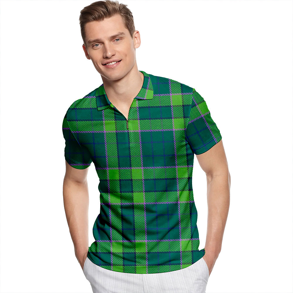 Blackwood Modern Tartan Classic Lapel Zip Short Sleeve Polo