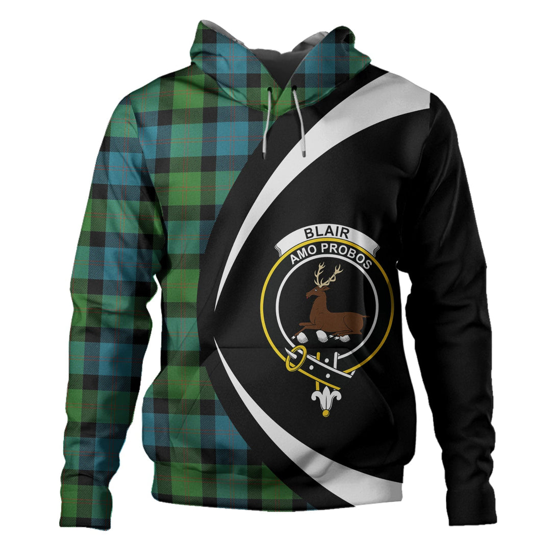 Blair Ancient Clan Badge Tartan Hoodie Circle Style