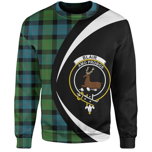 Blair Ancient Clan Badge Tartan Sweatshirt Circle Style Personalized