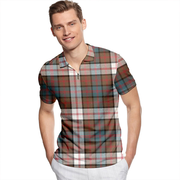 Blair Dress Weathered Tartan Classic Lapel Zip Short Sleeve Polo