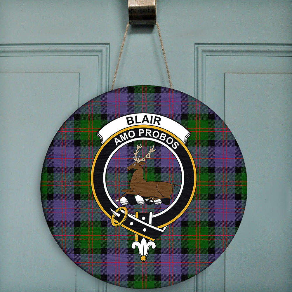 Blair Modern Tartan Classic Crest Round Wooden Sign