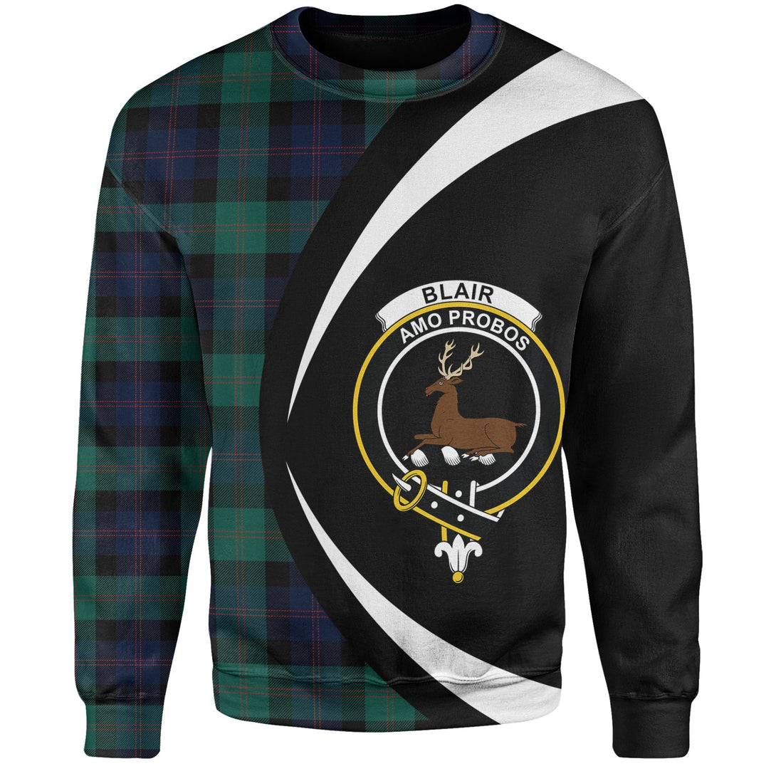 Blair Modern Clan Badge Tartan Sweatshirt Circle Style Personalized