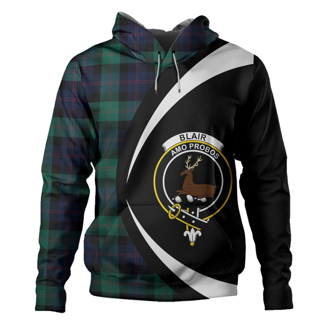 Blair Modern Clan Badge Tartan Hoodie Circle Style