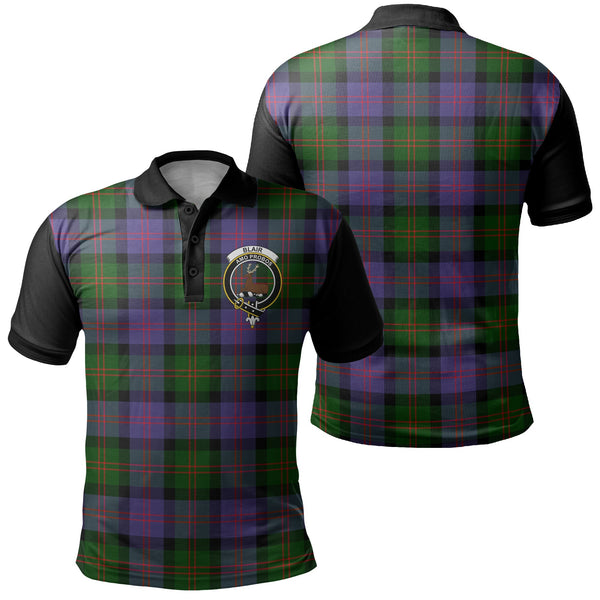 Blair Modern Tartan Crest Polo Shirt Black Neck 1 Style