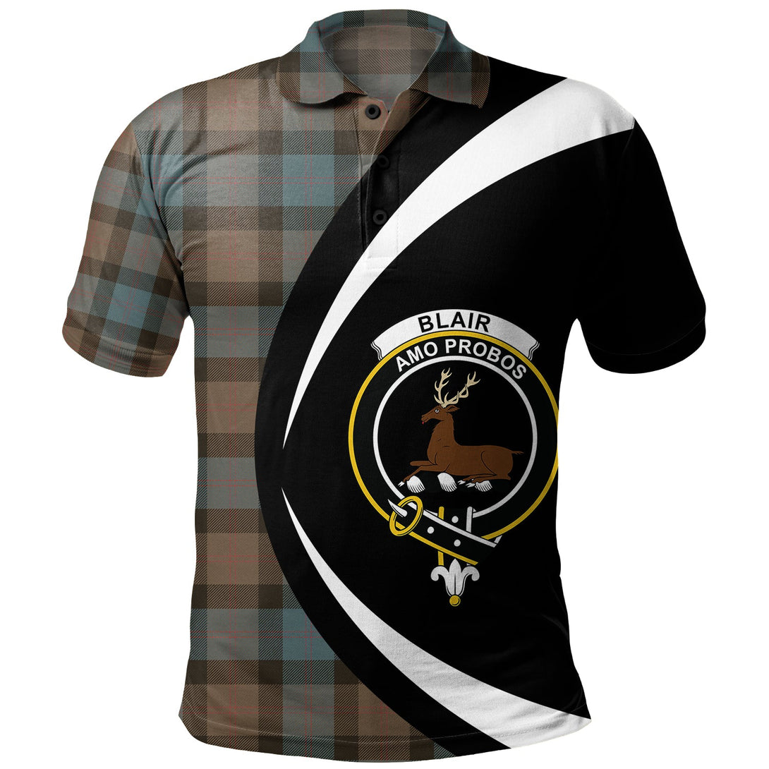 Blair Weathered Clan Badge Tartan Polo Shirt Circle Style Personalized