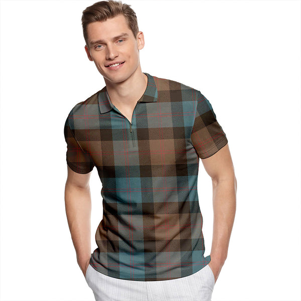 Blair Weathered Tartan Classic Lapel Zip Short Sleeve Polo