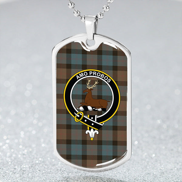 Blair Weathered Clan Badge Classic Tartan Dog Tag Necklace