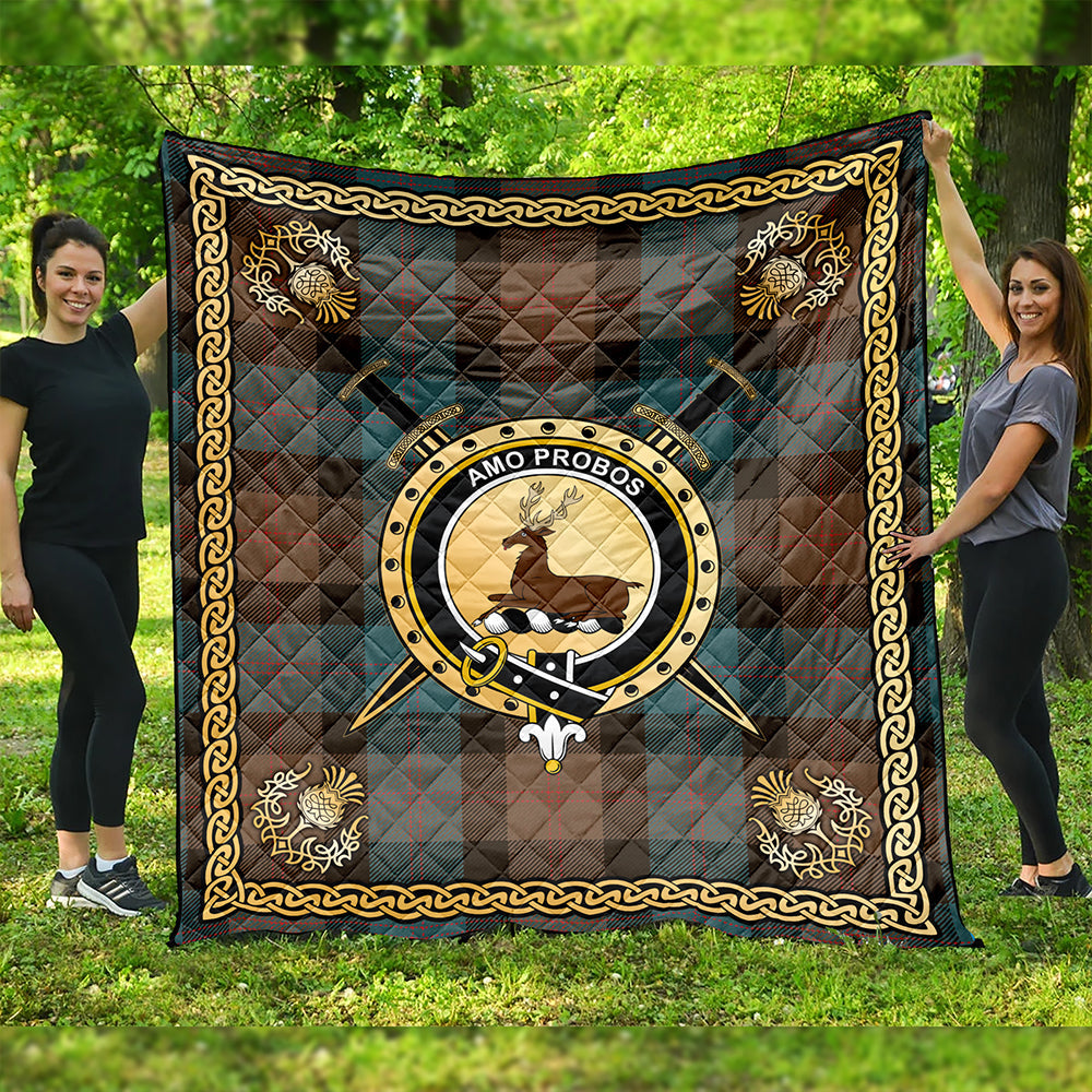 Blair Weathered Clan Badge Tartan Premium Quilt Celtic Shield