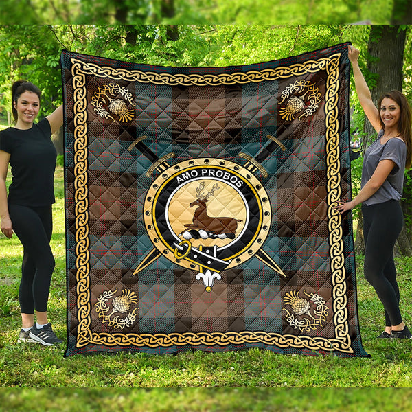 Blair Weathered Clan Badge Tartan Premium Quilt Celtic Shield