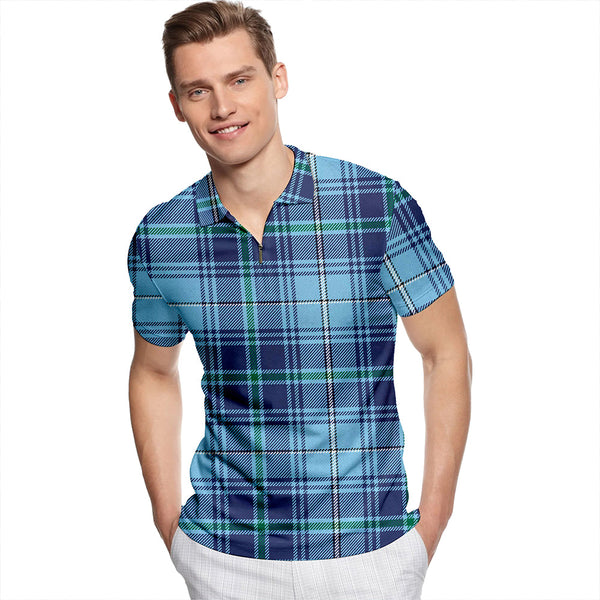 Blalack Modern Tartan Classic Lapel Zip Short Sleeve Polo