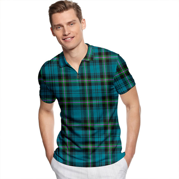 Blanton Ancient Tartan Classic Lapel Zip Short Sleeve Polo