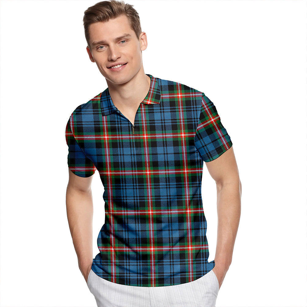 Blanton Dress Ancient Tartan Classic Lapel Zip Short Sleeve Polo