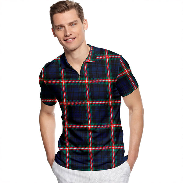 Blanton Dress Modern Tartan Classic Lapel Zip Short Sleeve Polo