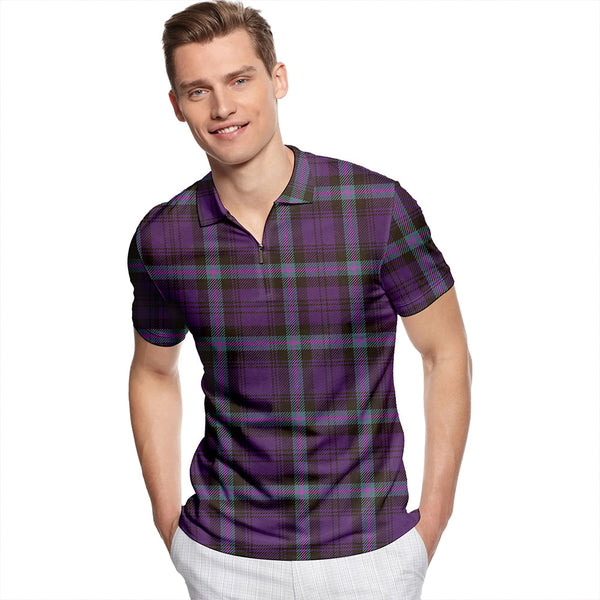 Blanton Weathered Tartan Classic Lapel Zip Short Sleeve Polo