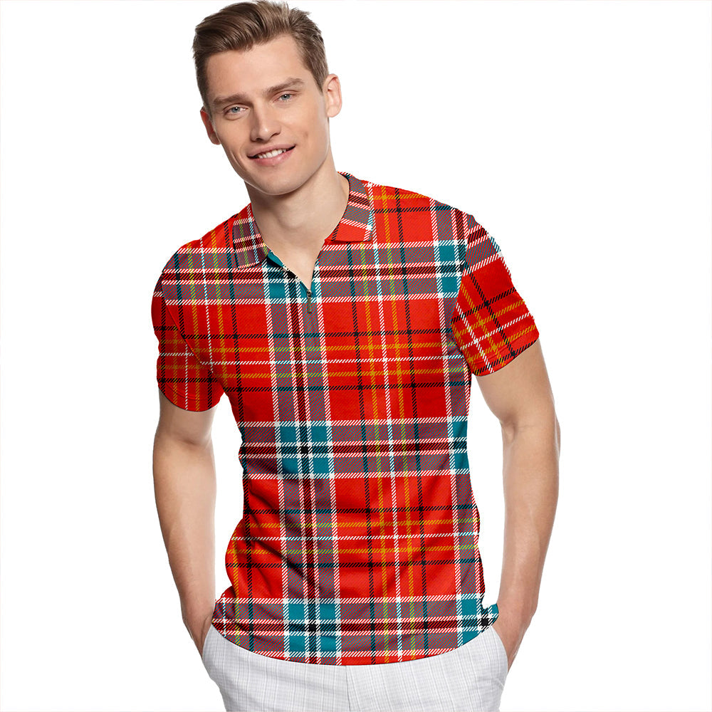 Blaylock Ancient Tartan Classic Lapel Zip Short Sleeve Polo